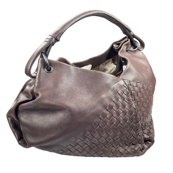 Bottega Veneta Woven XL Shoulder Bag Leather Brown Purse
