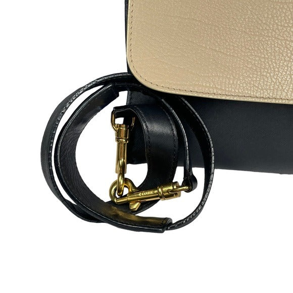 Celine Tri-Color Royal Blue Taupe Black Gold Large Shoulder Bucket Snap Purse