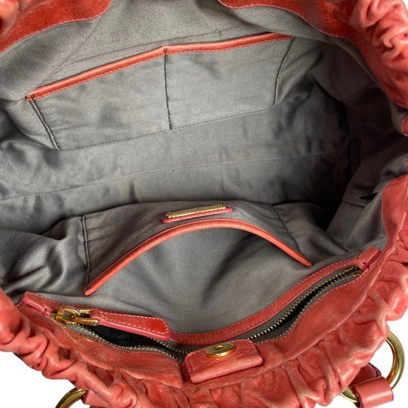 Miu Miu Watermelon Leather Crossbody Two-Way Goldtone Shoulder Purse