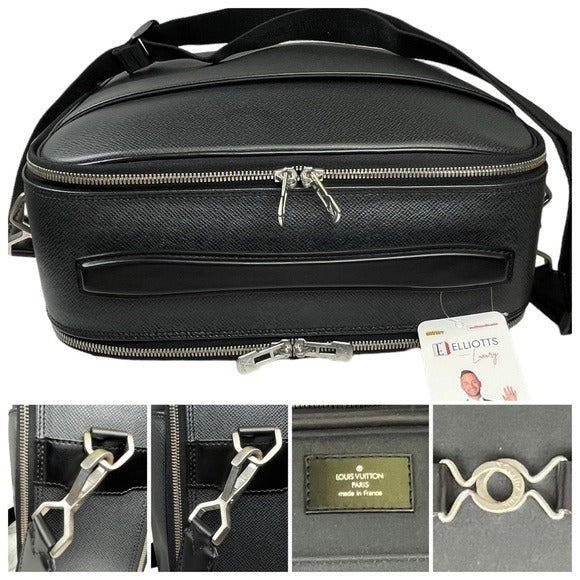Louis Vuitton Tura II Taiga Leather Gray Guitar Strap Two File Travel Bag