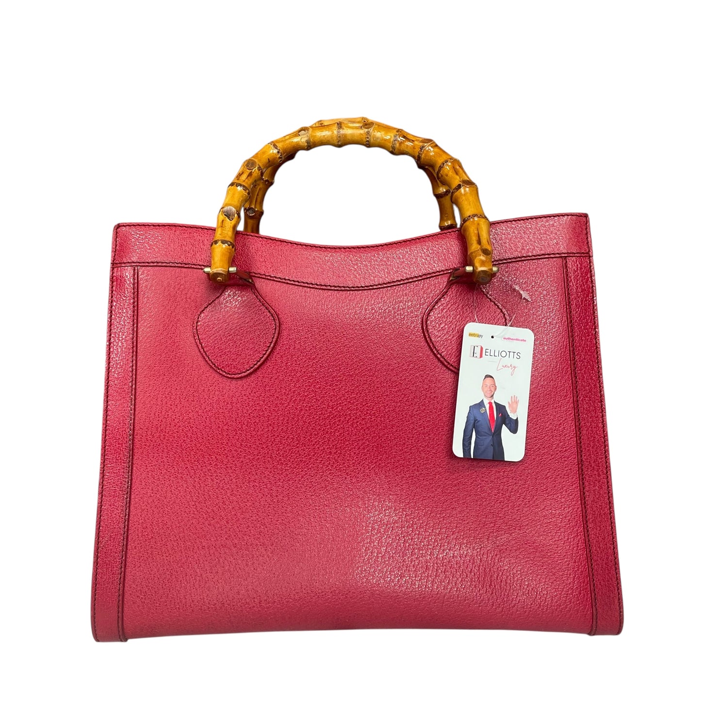 Gucci Diana Classic Bamboo GHW Raspberry Medium Leather Tote