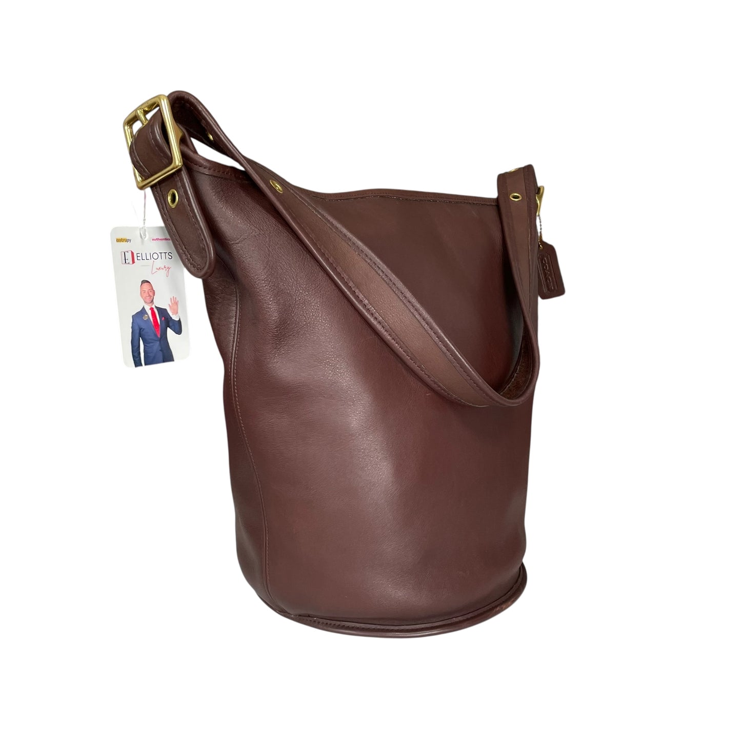 Coach Mahogany Brown Medium Hobo Bucket Zip Satchel Sac Purse
