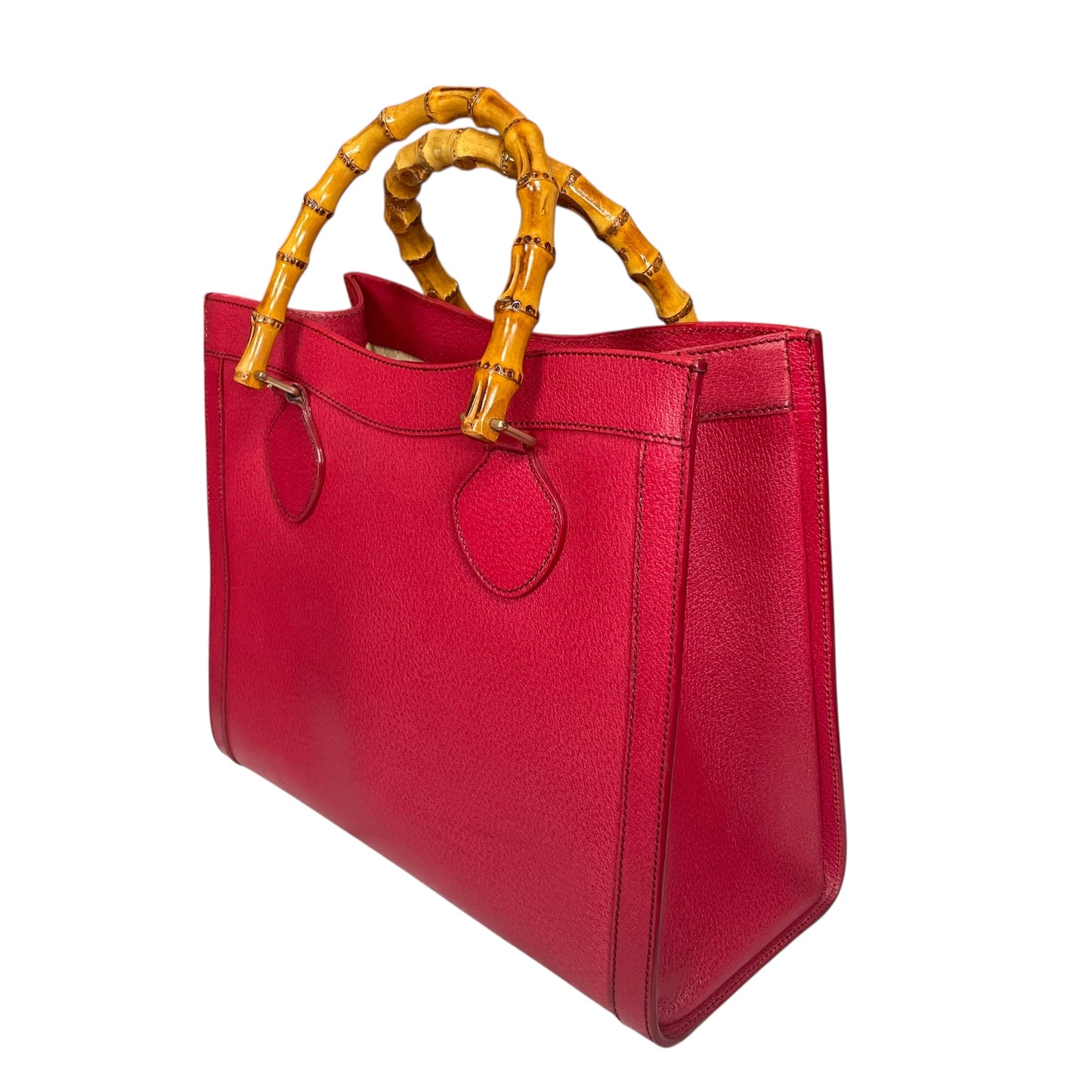 Gucci Diana Classic Bamboo GHW Raspberry Medium Leather Tote