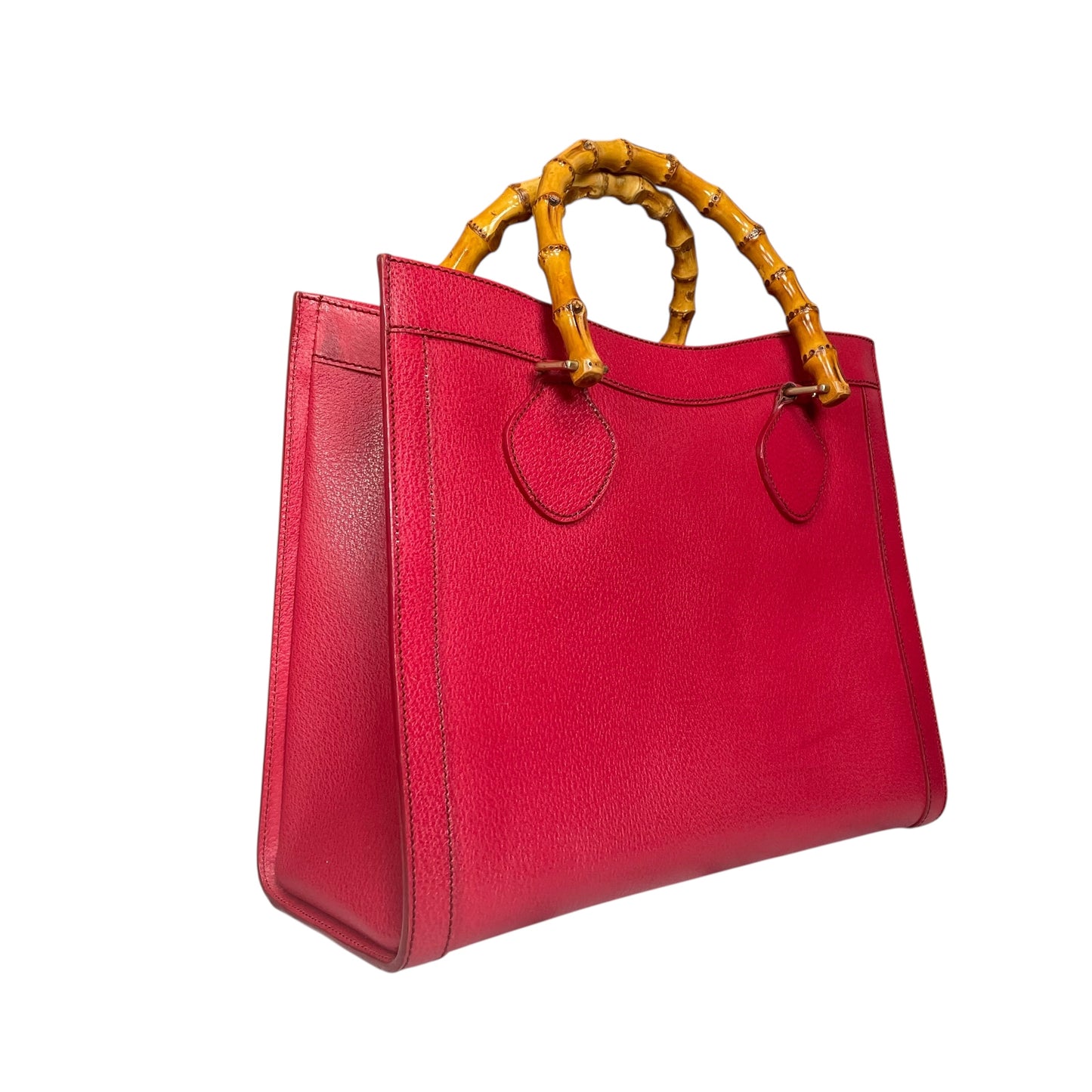 Gucci Diana Classic Bamboo GHW Raspberry Medium Leather Tote