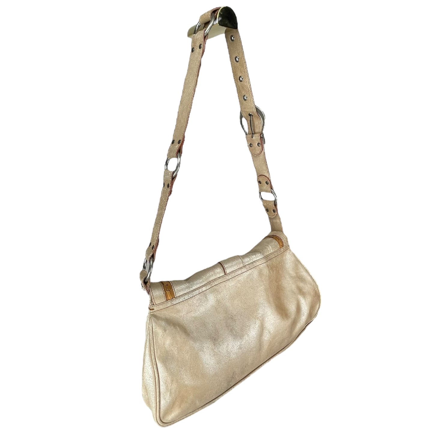 Christian Dior Double Saddle Gaucho Jumbo Gold Metallic Gun Metal Hardware Purse