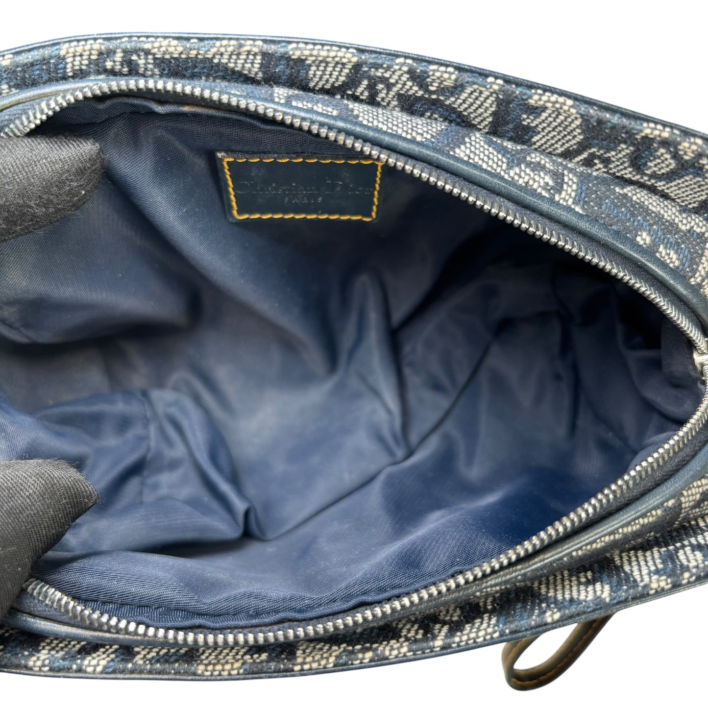 Christian Dior Y2K Mini Leather Blue Jean Pouchette Clutch Wristket