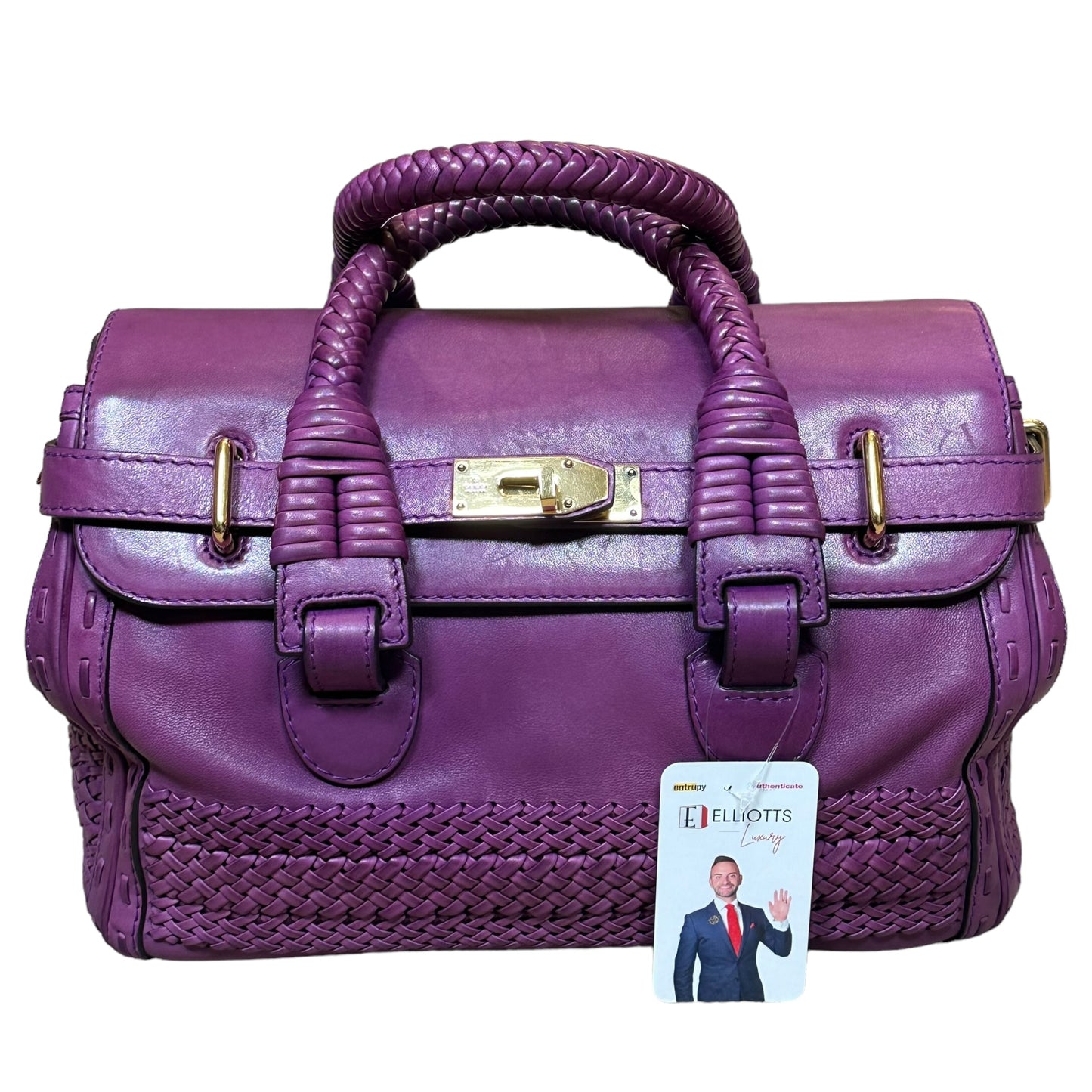 Gucci Leather Handwoven Satchel Bucket Braided Top Handle Doctor Bag