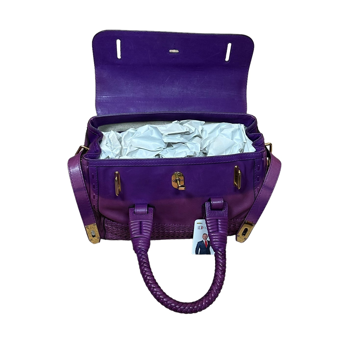 Gucci Leather Handwoven Satchel Bucket Braided Top Handle Doctor Bag