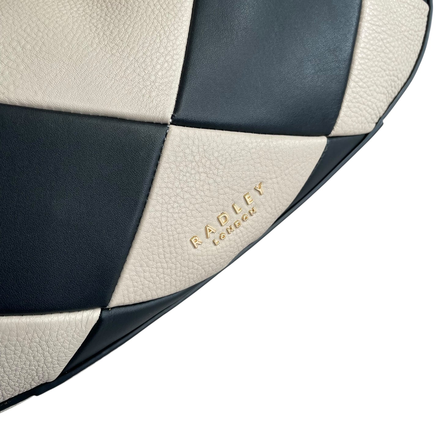 Bradley London Two-Tone Black Creme GHW Quilted Leather Shoulder 2-Way Hobo Bag