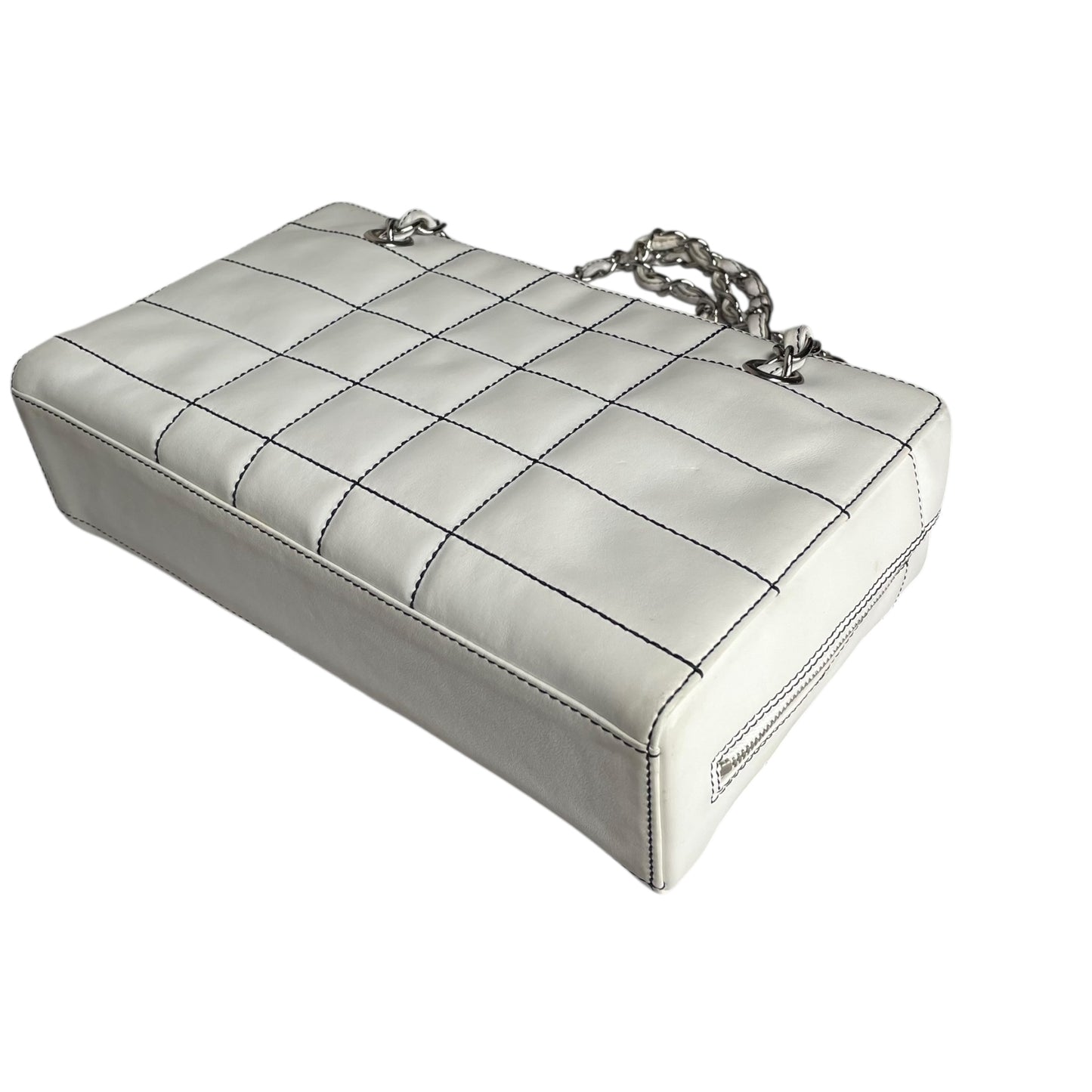 Chanel CC Timeless White Chocolate Bar Wildstitch Navy Blue SHW Shoulder Purse