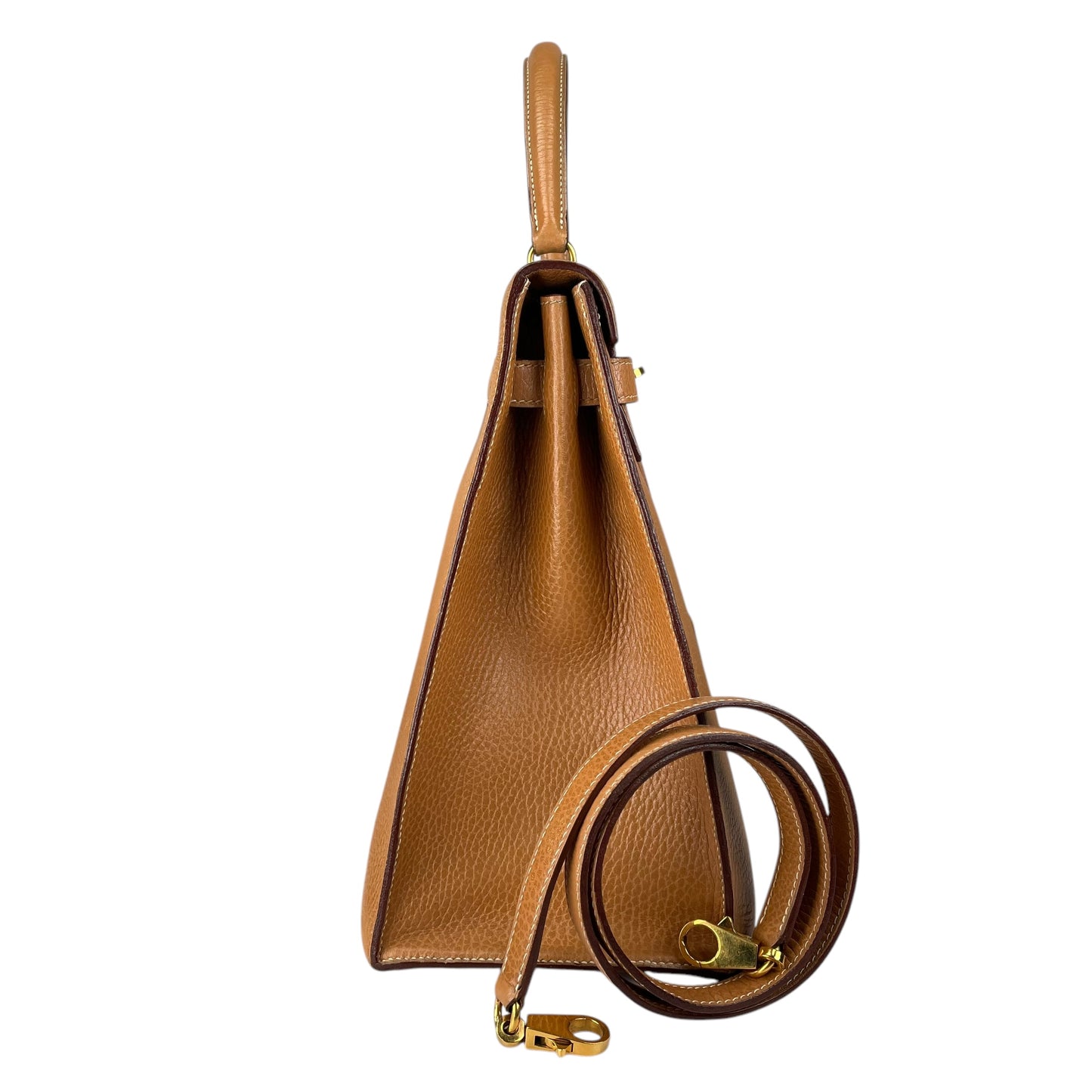 Hermes Kelly Sellier 35 GHW Noir Ardennes Gold Wheat Top Handle