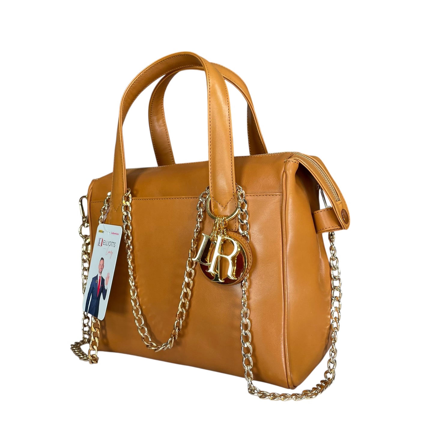 Christian Dior Lady Small Boston Buttercream Gold Leather GHW Crossbody