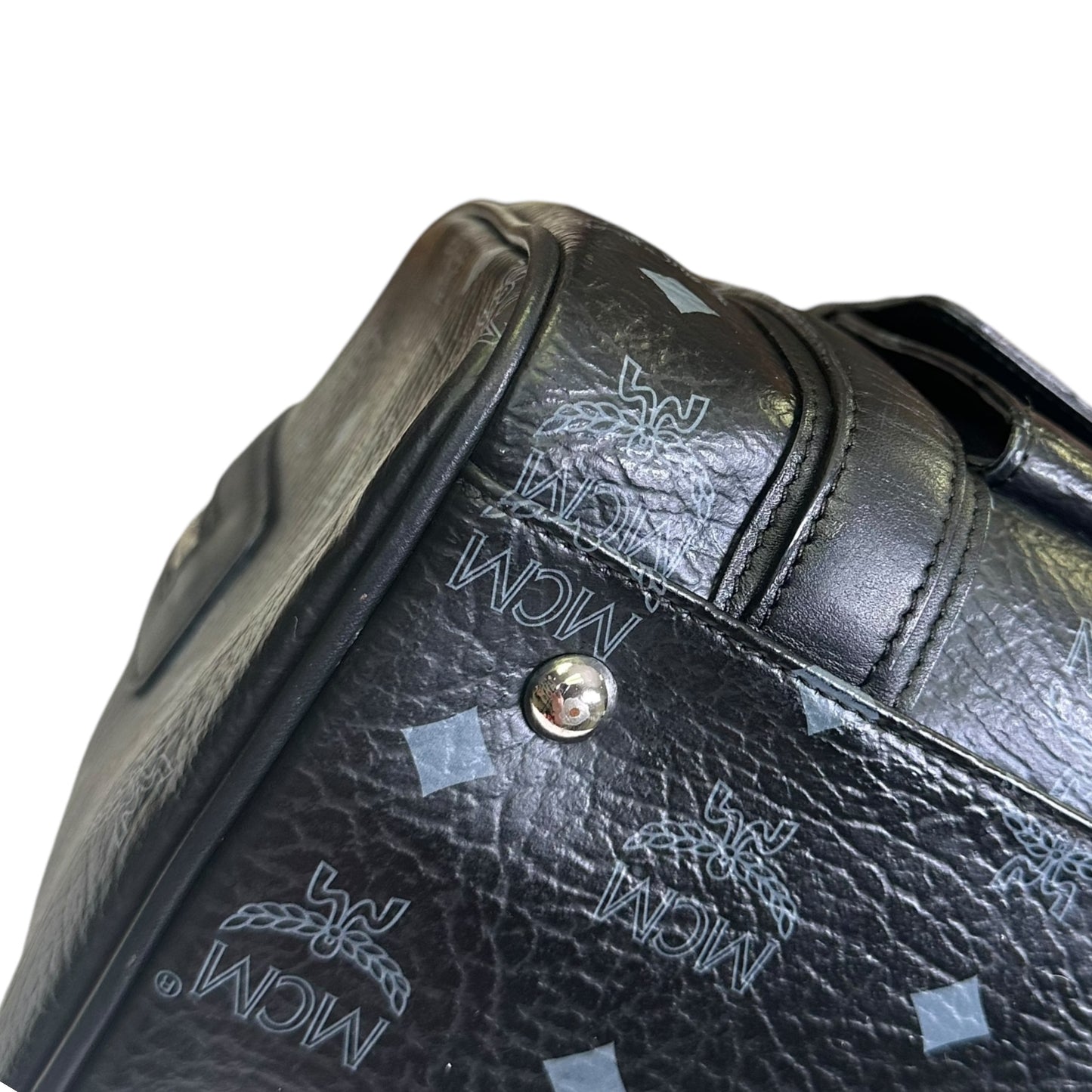MCM Coated Canvas Tote Bags Black Viestos Small Silver Grey Satchel Boston Speedy
