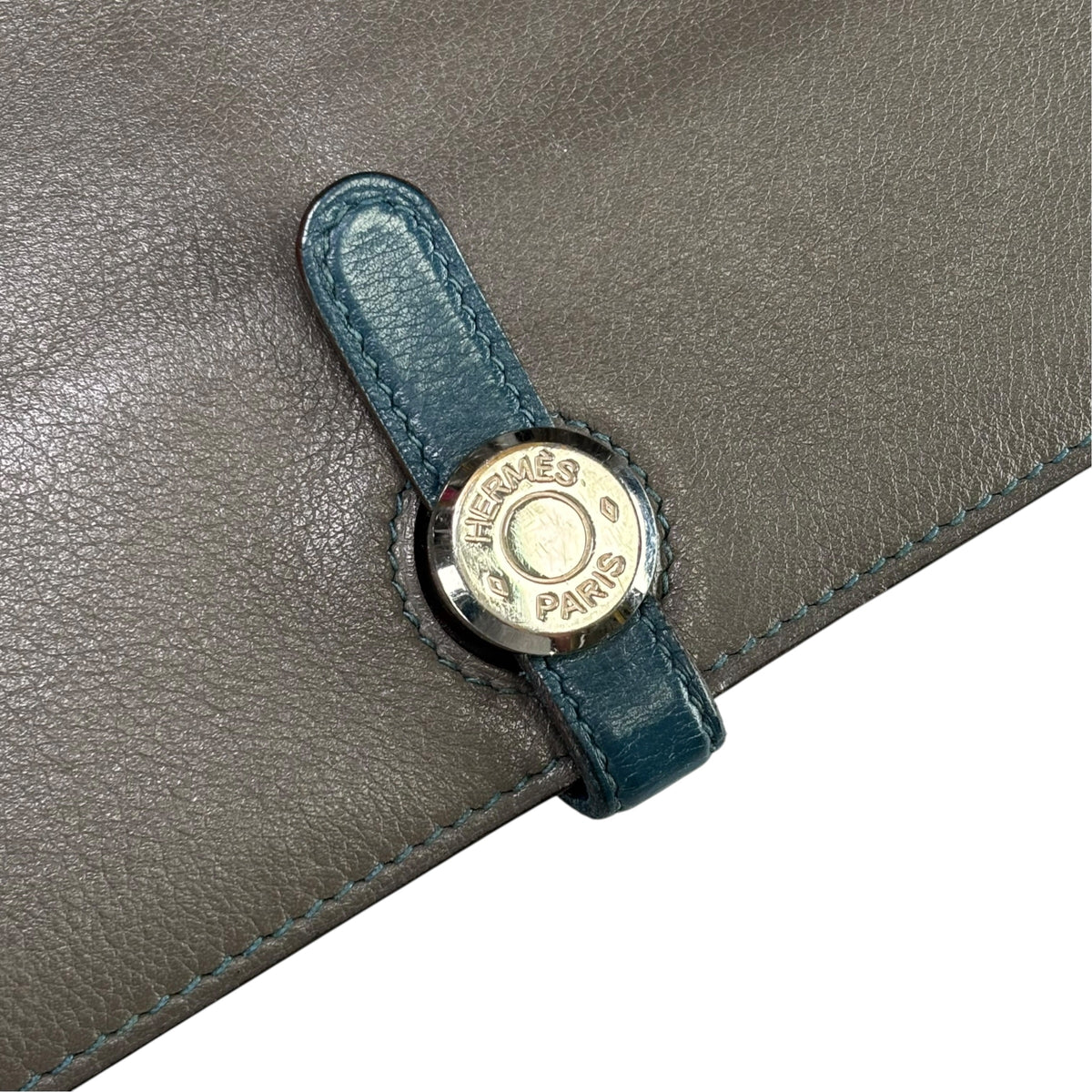 Hermes Dogon Clemence Étain & Navy Blue Palladium Long Wallet