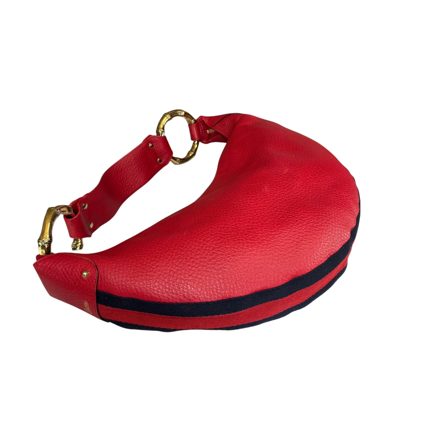 Gucci Sylvie GHW Hobo Sherry Web Bamboo Red Shoulder Purse