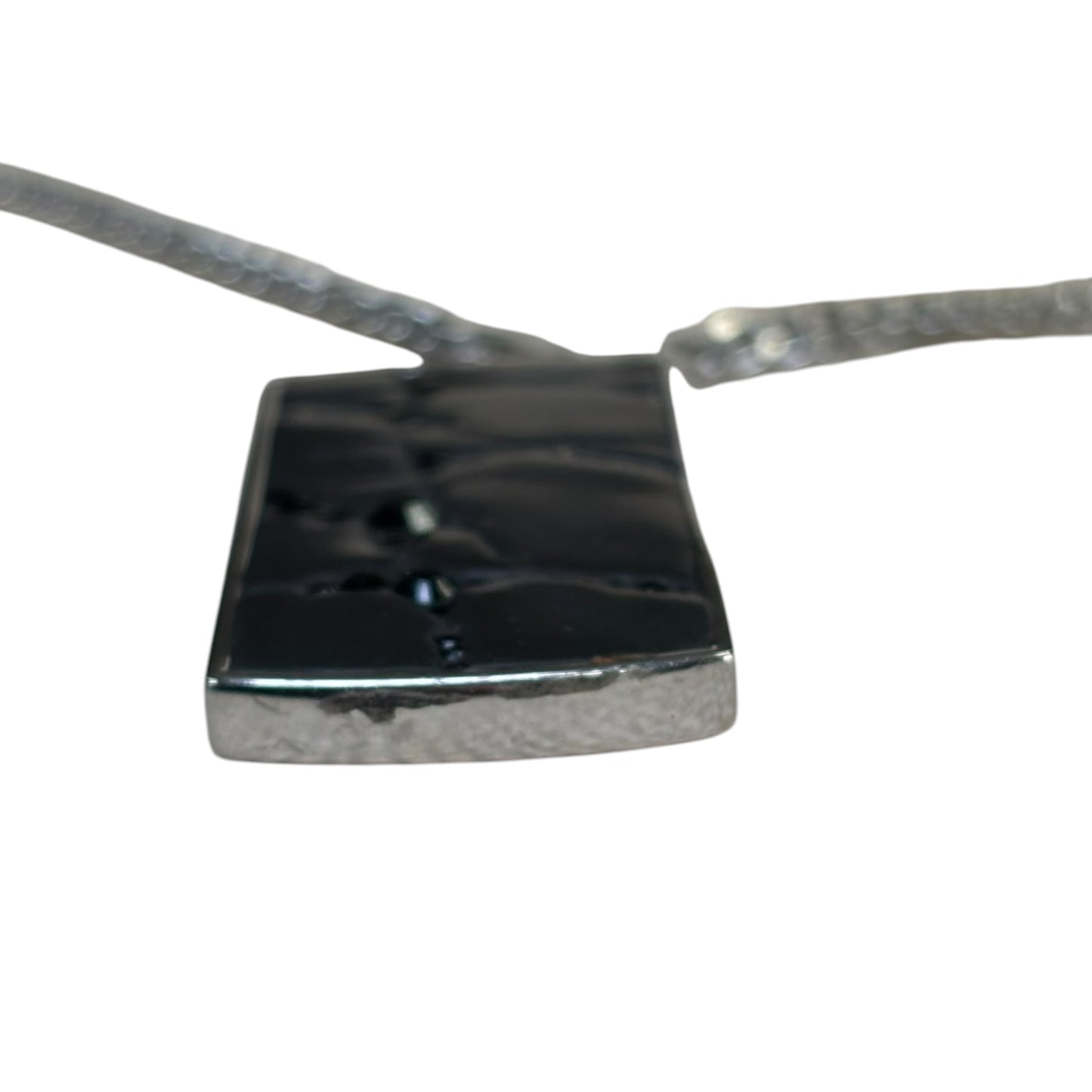 Swarovski Crystal Mens Nevada Pendant Black Croc Texture 23”