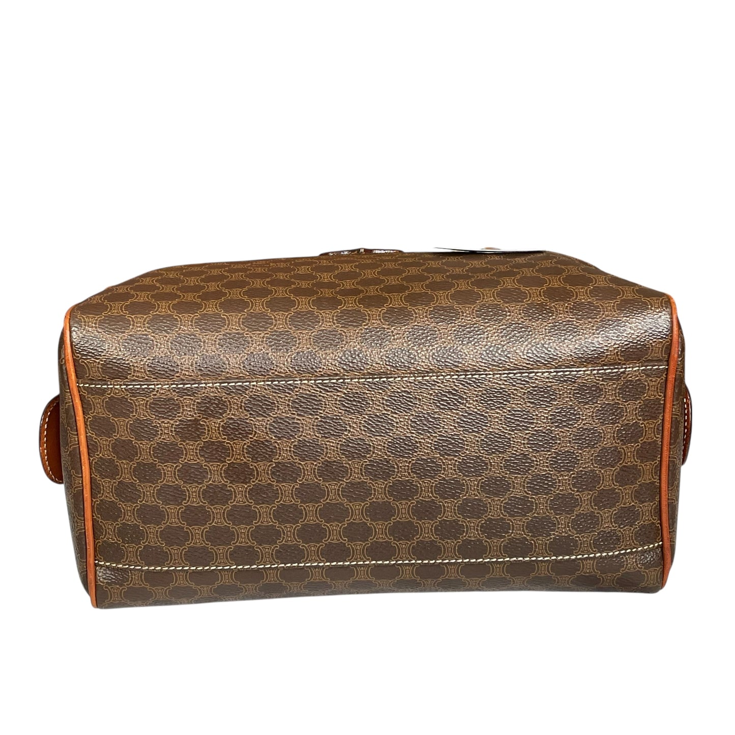 Celine Honeycomb Coated Canvas Leather GHW Brown Boston Speedy Purse