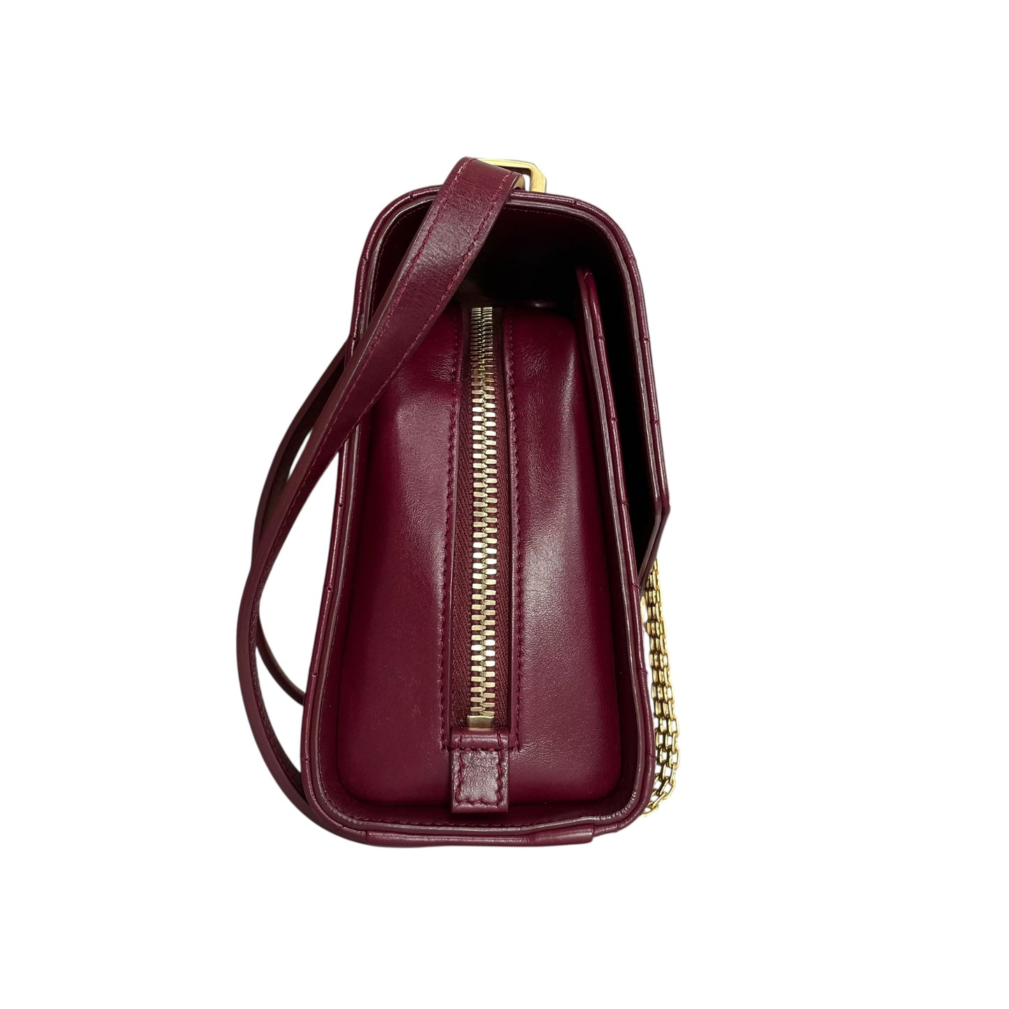 Chanel CC Medal Bucket Envelop Merlot Zip Brushed GHW Burgundy 2Way CrossbodyPurse