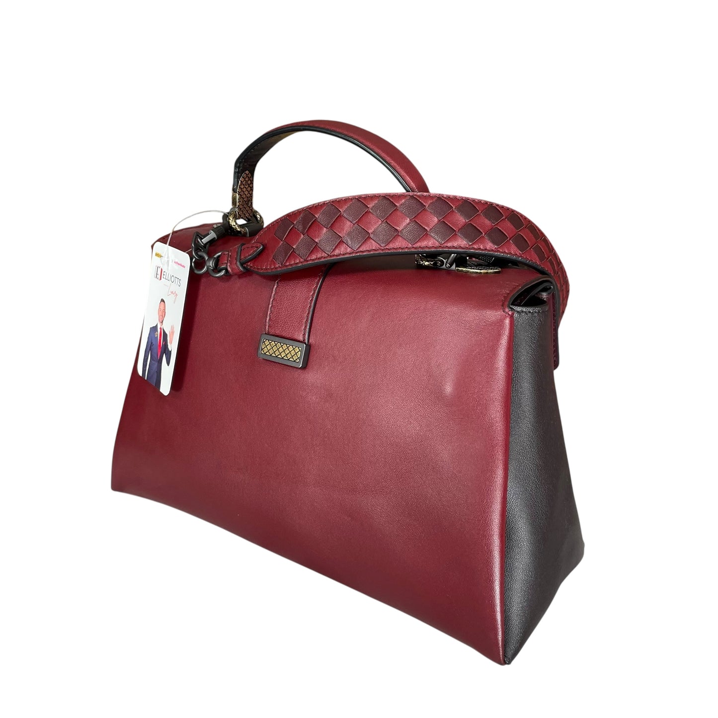 Bottega Veneta Piazza Tri-Color Leather Medium Top Handle Woven Strap Crossbody Purse