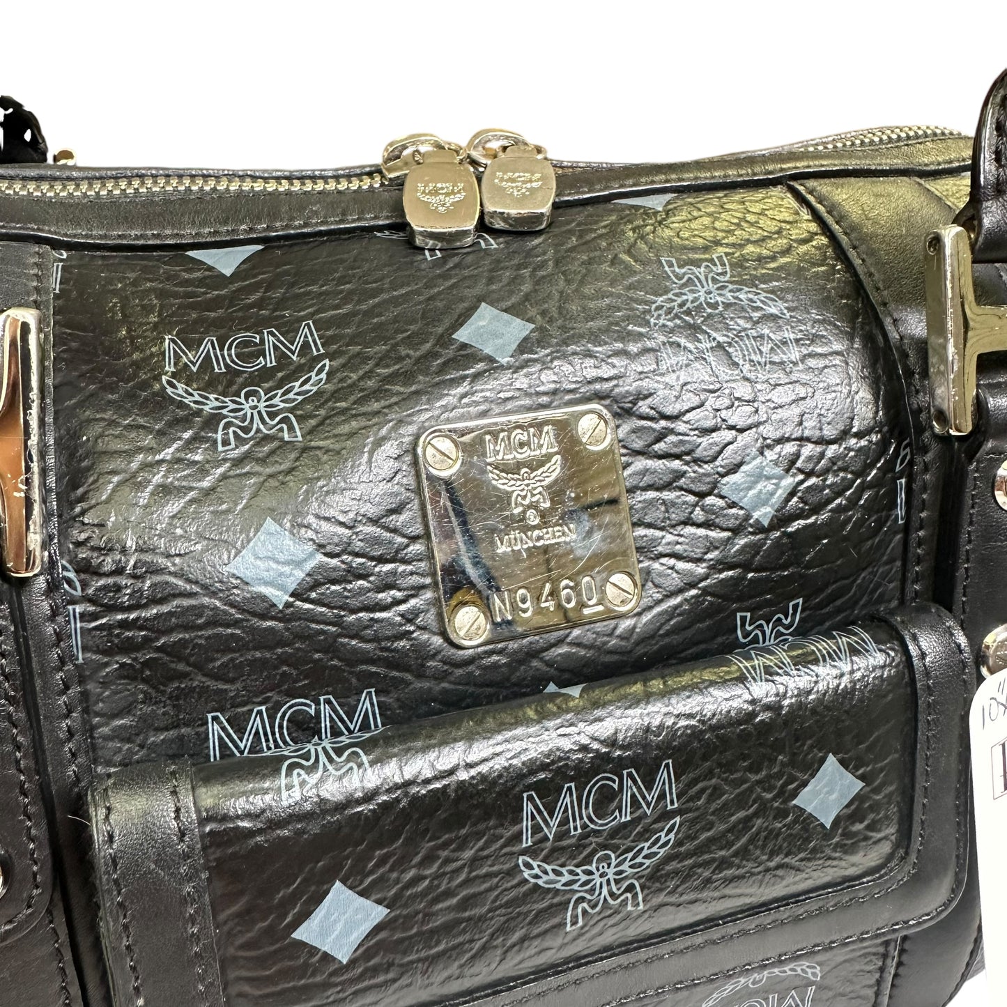 MCM Coated Canvas Tote Bags Black Viestos Small Silver Grey Satchel Boston Speedy