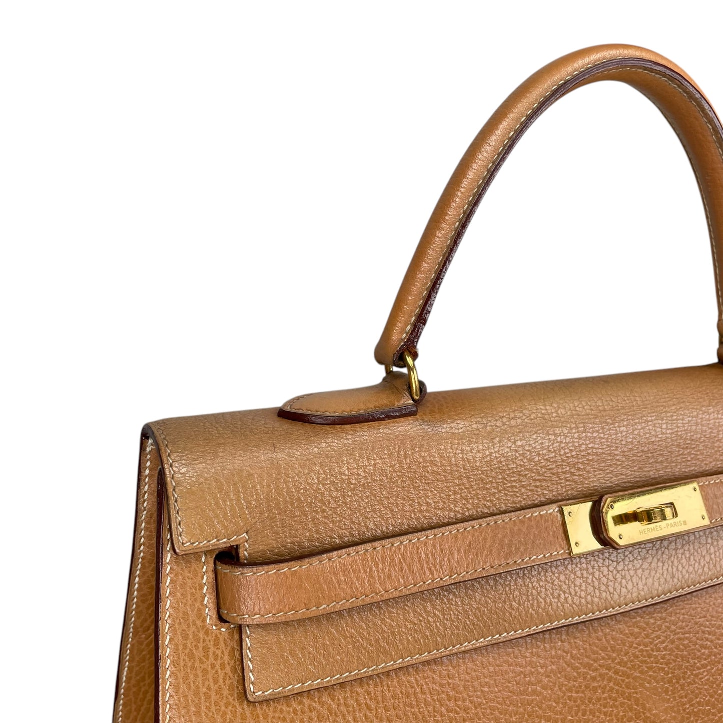 Hermes Kelly Sellier 35 GHW Noir Ardennes Gold Wheat Top Handle