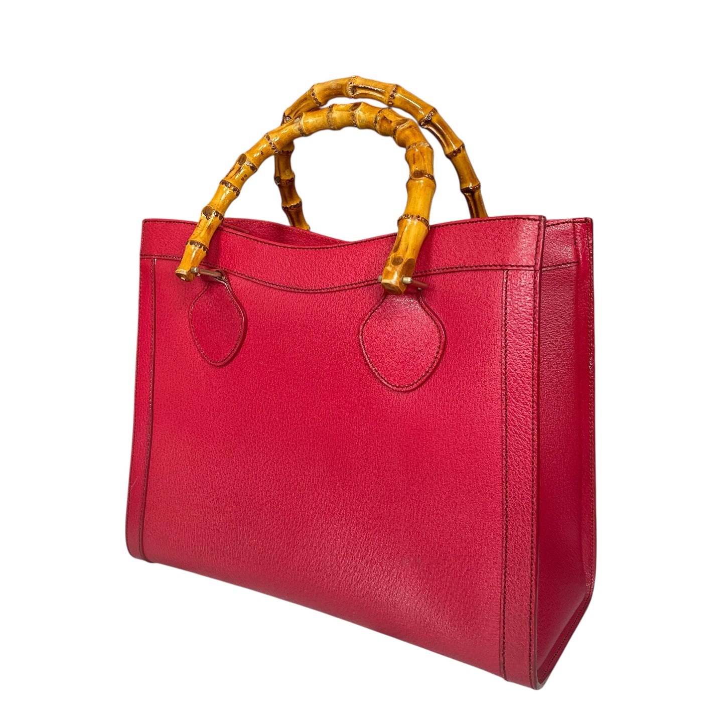 Gucci Diana Classic Bamboo GHW Raspberry Medium Leather Tote