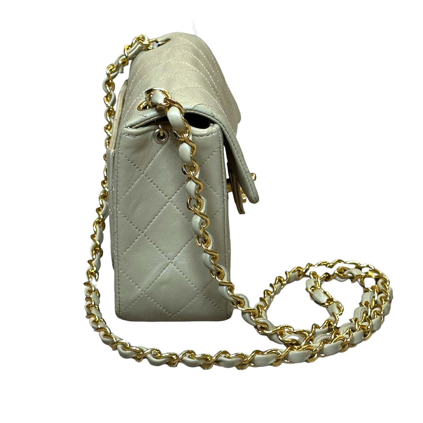 Chanel CC 24K Mini Square Flip Beige Lambskin Gold Plated Hardware