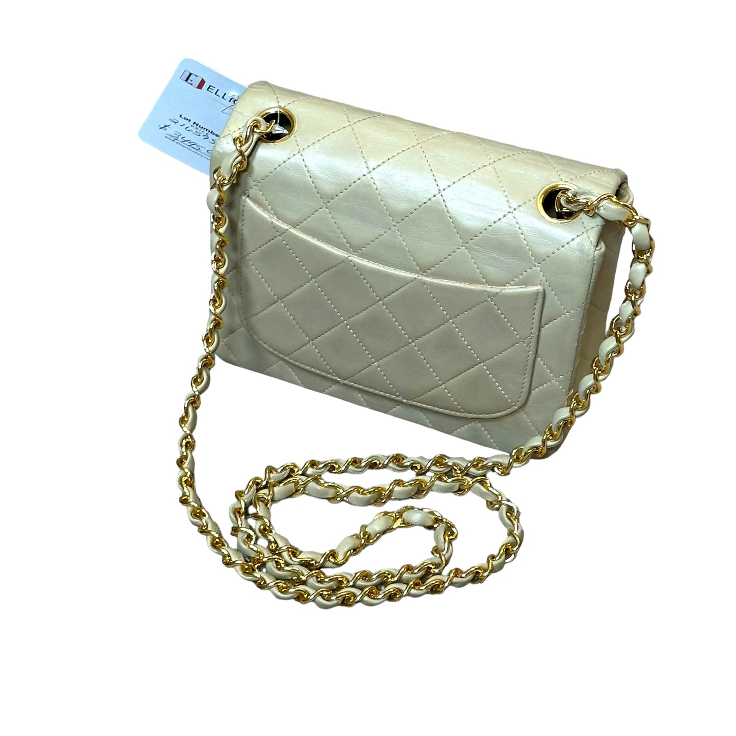 Chanel CC 24K Mini Square Flip Beige Lambskin Gold Plated Hardware
