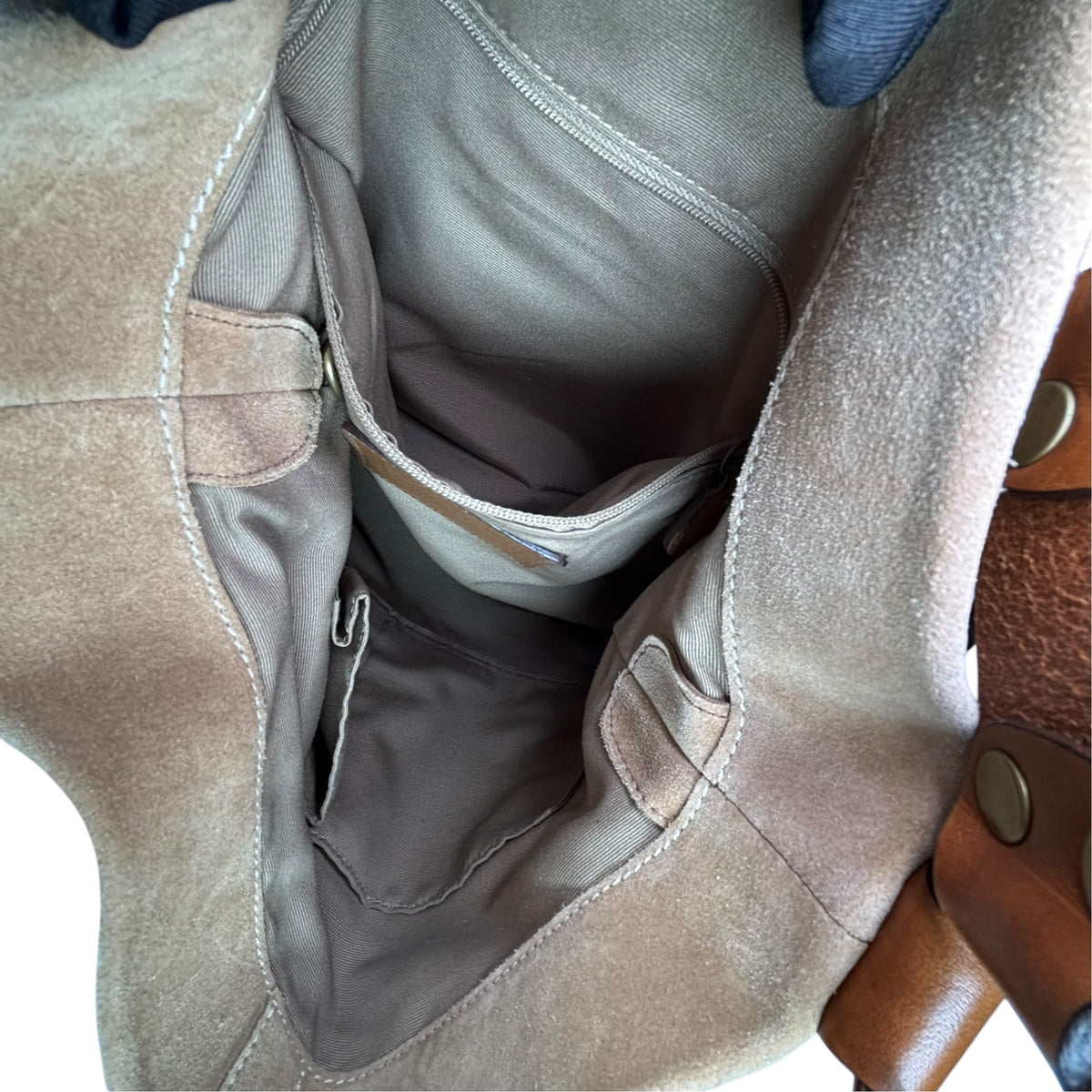 Coach Y2K Fringe Beige /Brown Hampton Suede Leather Hobo Purse