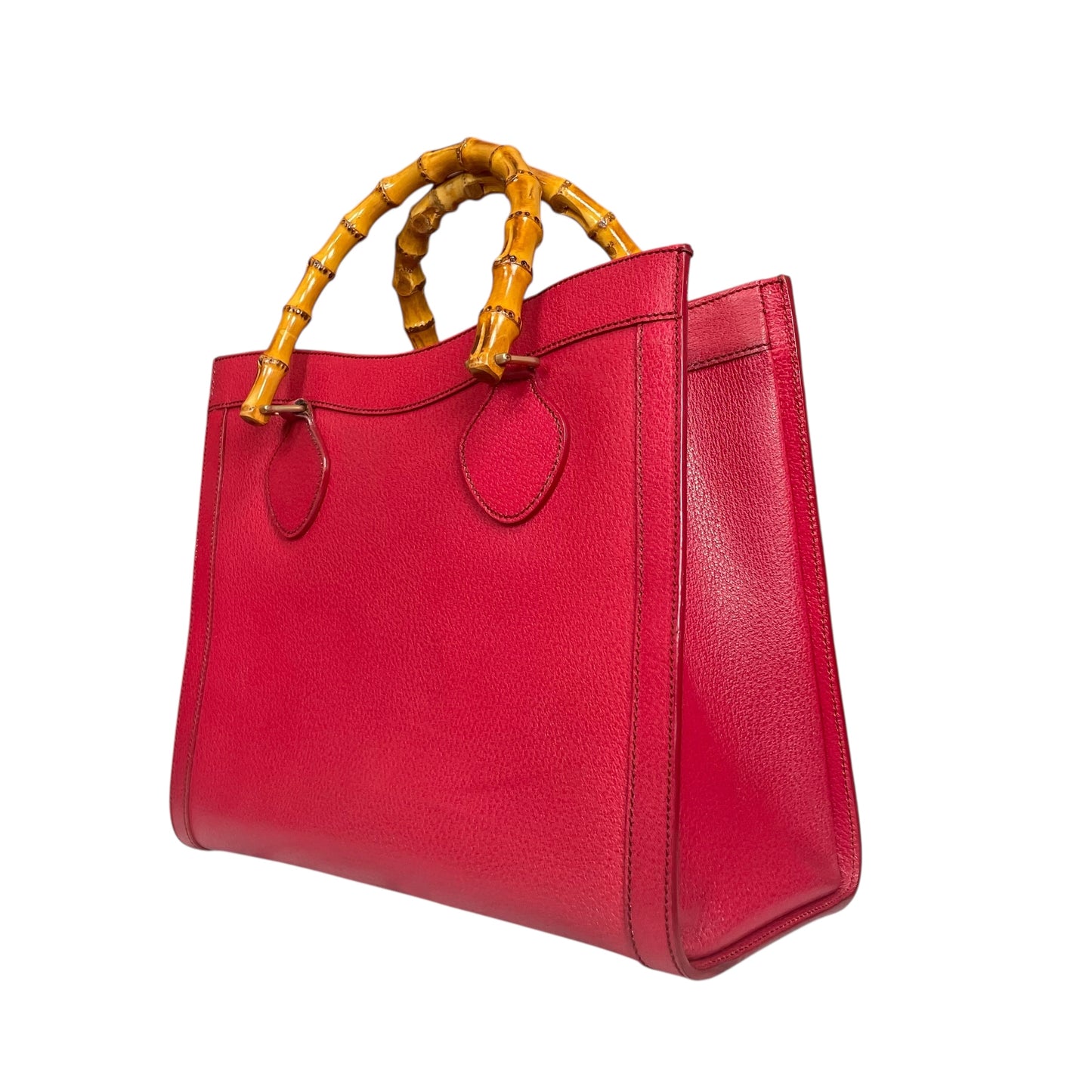Gucci Diana Classic Bamboo GHW Raspberry Medium Leather Tote