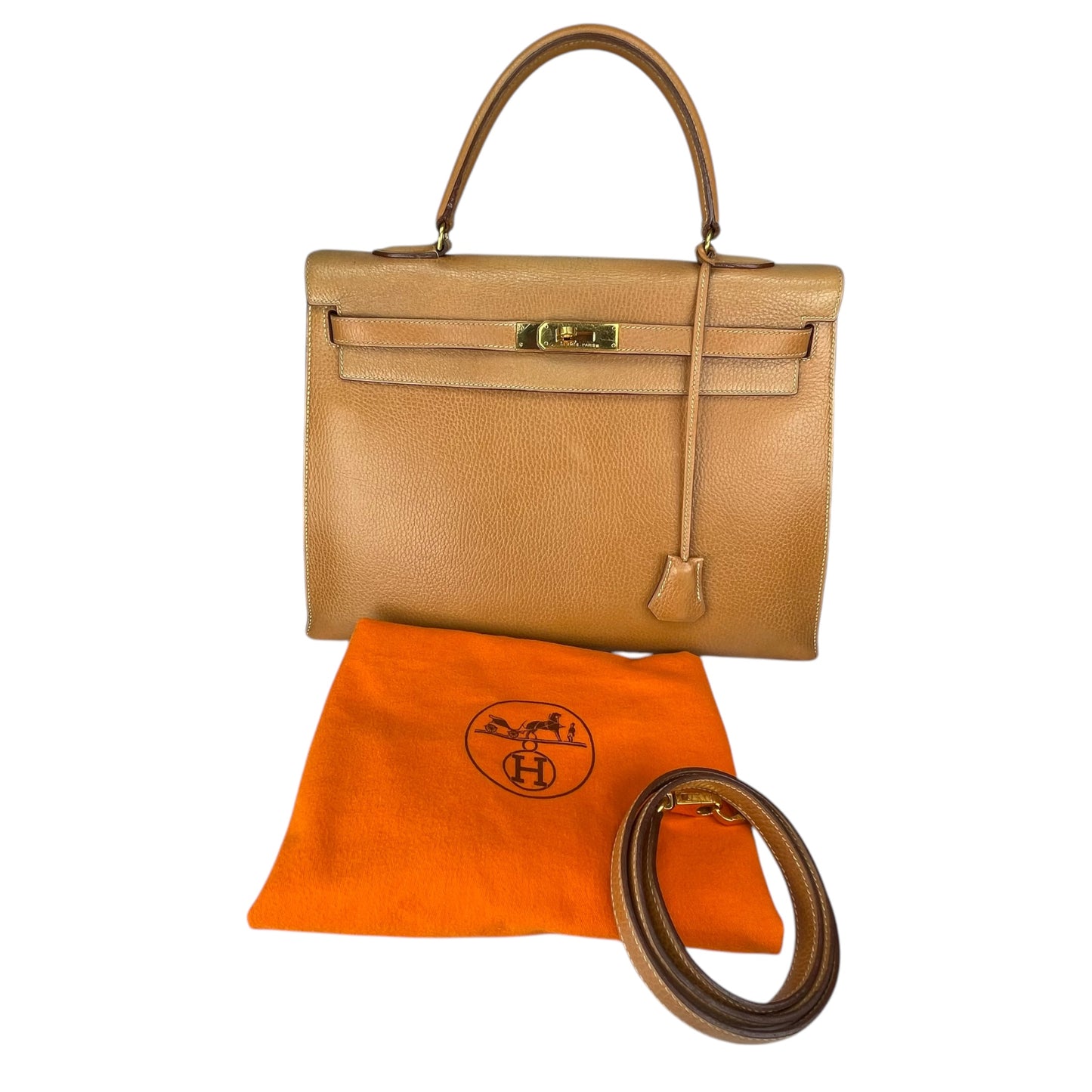 Hermes Kelly Sellier 35 GHW Noir Ardennes Gold Wheat Top Handle