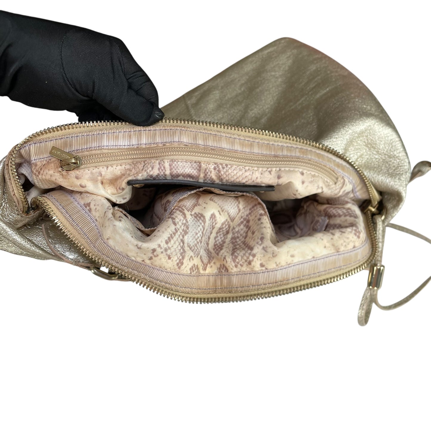 Jimmy Choo Y2K Metallic GHW Aged Golden Foil Leather XL Hobo