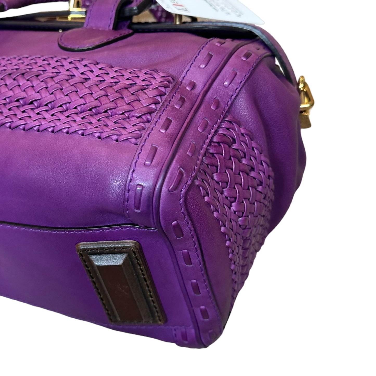 Gucci Leather Handwoven Satchel Bucket Braided Top Handle Doctor Bag