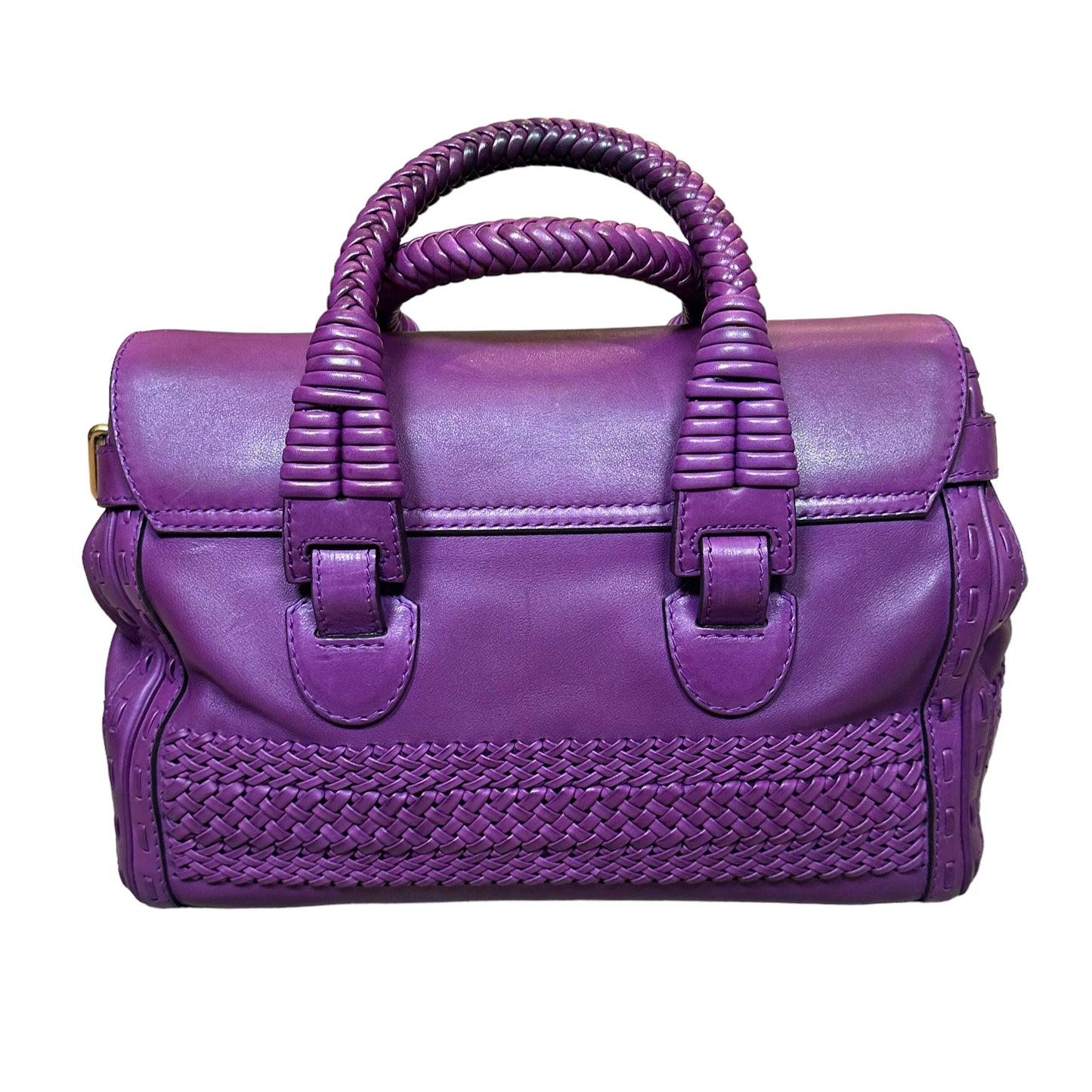 Gucci Leather Handwoven Satchel Bucket Braided Top Handle Doctor Bag
