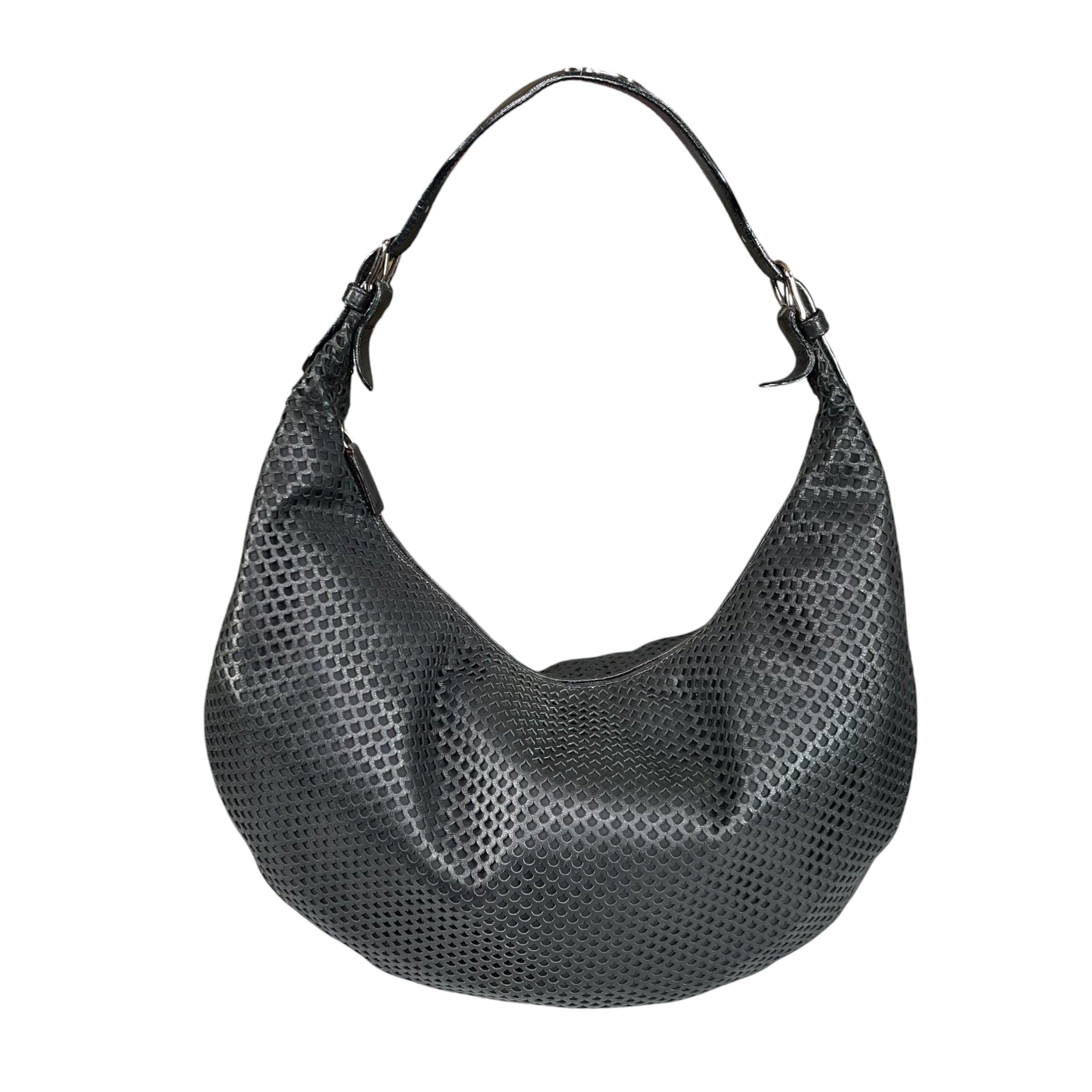 Christian Dior Y2K Perforated Leather Black CD Logo Shoulder Hobo