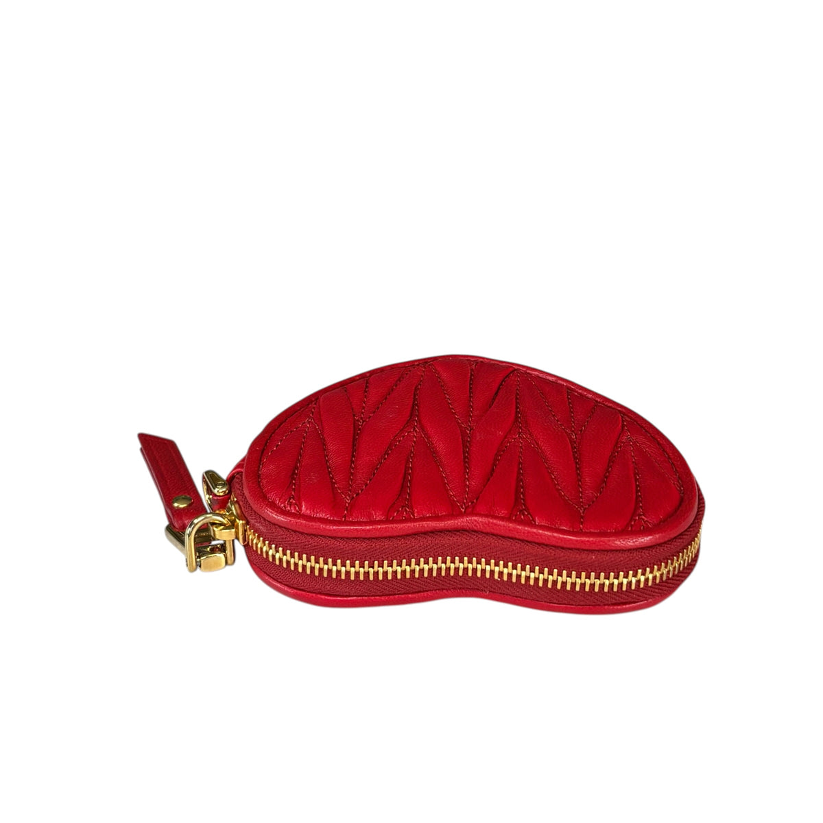 Miu Miu Matelasse Mini GHW Heart Red Leather Zippy Coin Pouch