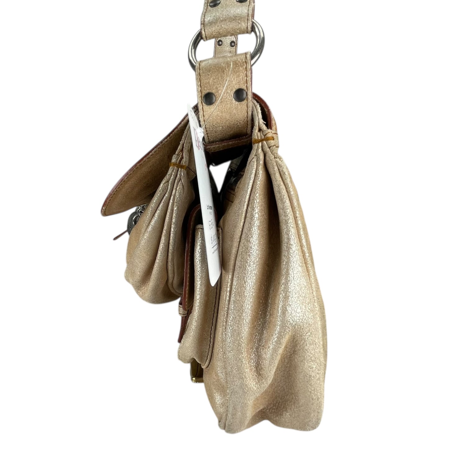 Christian Dior Double Saddle Gaucho Jumbo Gold Metallic Gun Metal Hardware Purse