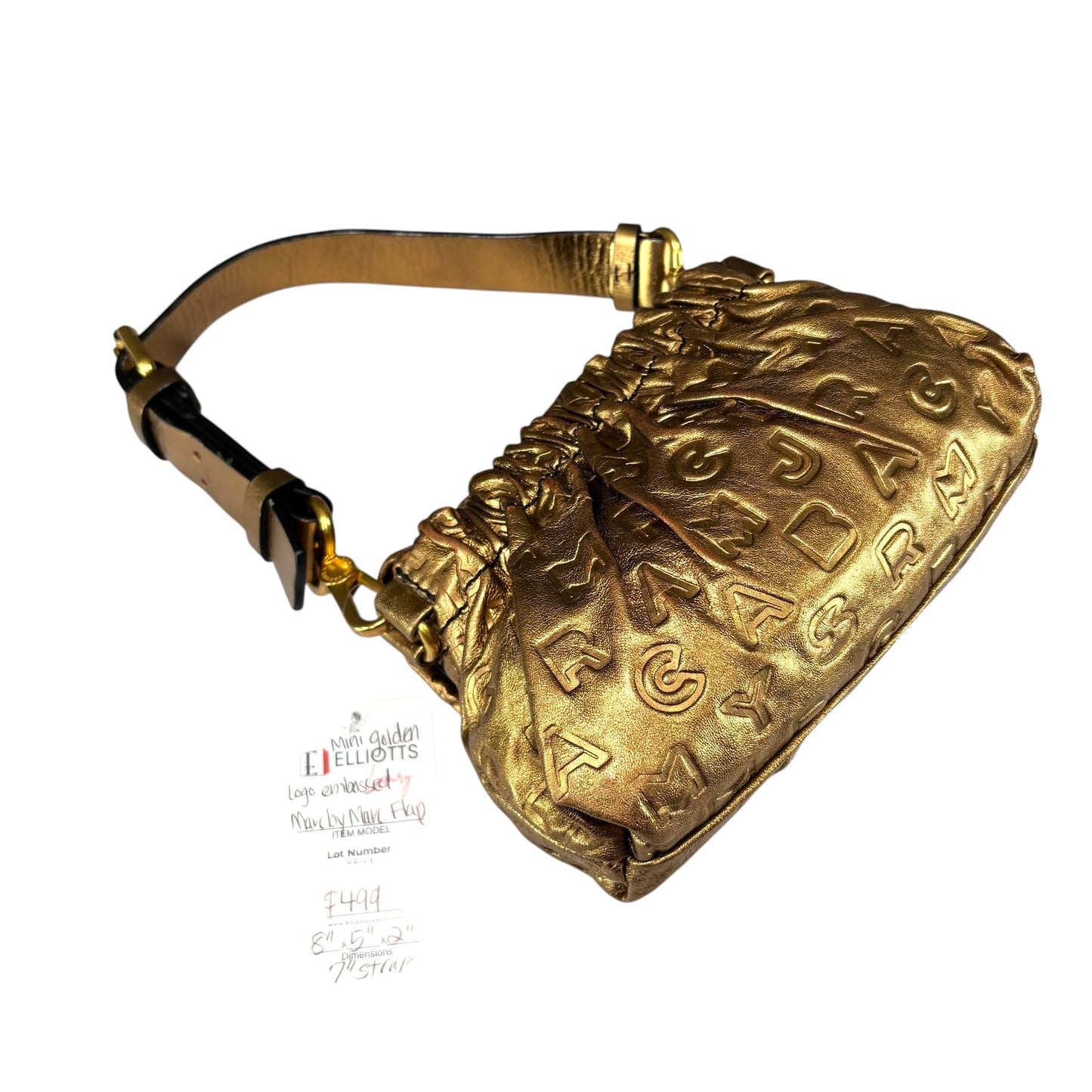 Marc By Marc Jacobs Mini Golden Metallic Leather Embossed Purse