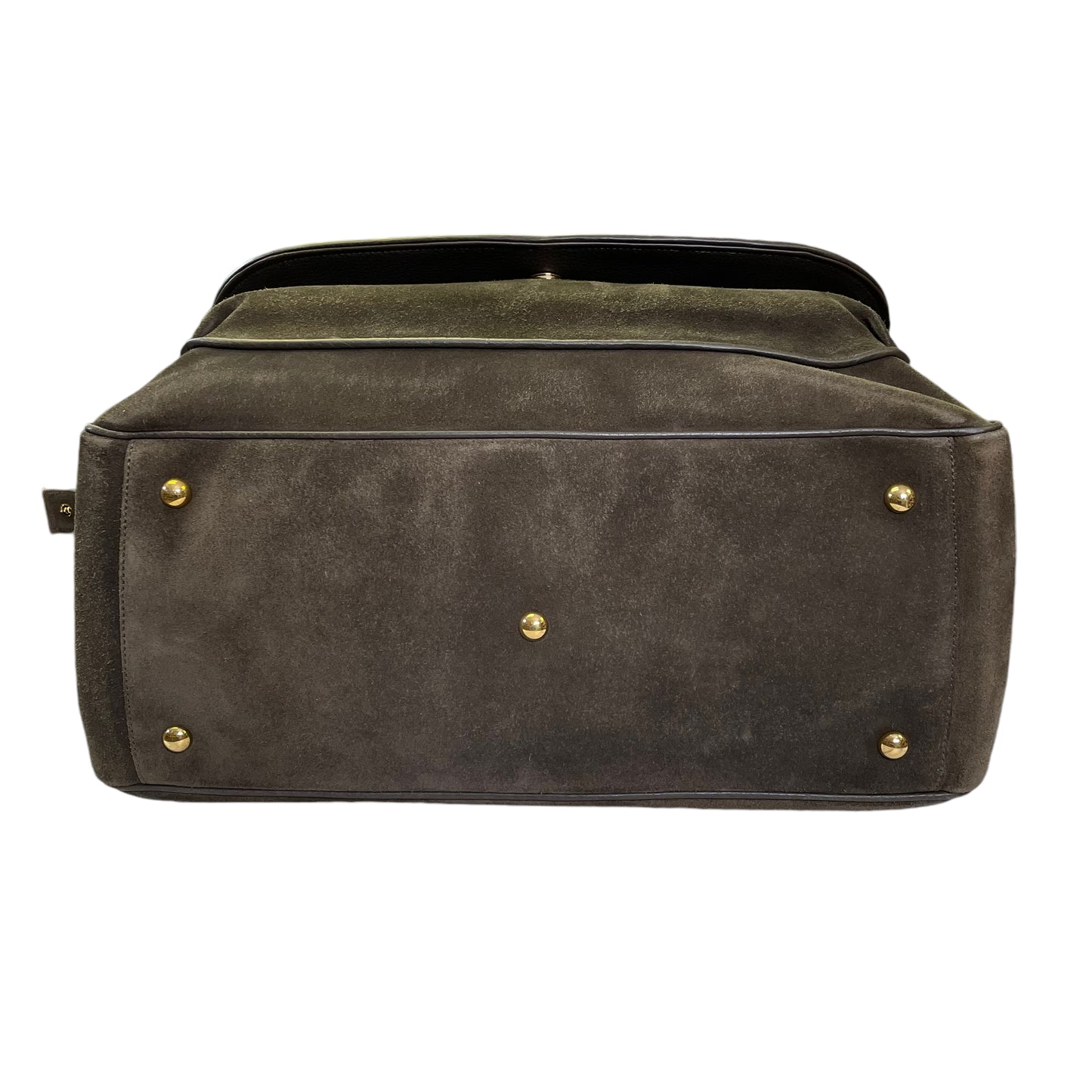 Gucci GG 1973 Top Handle Blondie XL Brown Suede Flap Satchel Travel Boston Bag