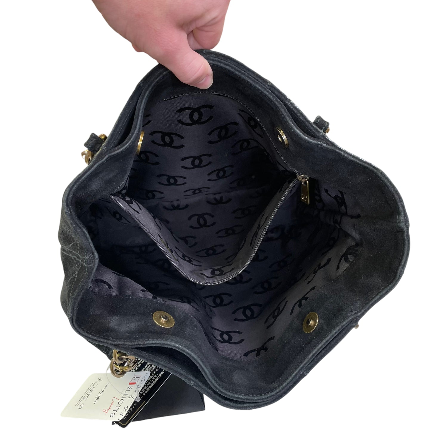 Chanel CC Wildstitch Black Slim Business Tote Brushed Bronze Shoulder Purse