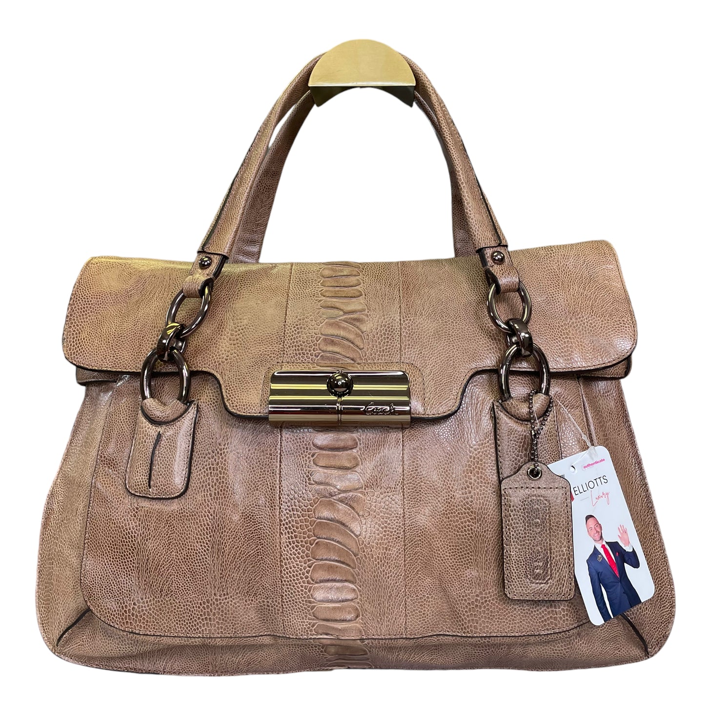Coach Kristen Limited Briefcase Satchel Flap Snakeskin Embossed Gunmetal Purse