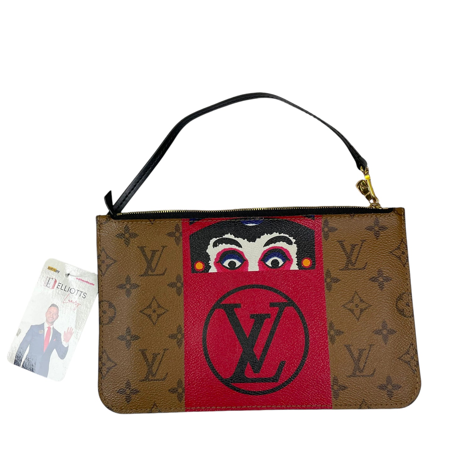 Louis Vuitton Reverse Brown Black Monogram Kabuki MM Pouchette