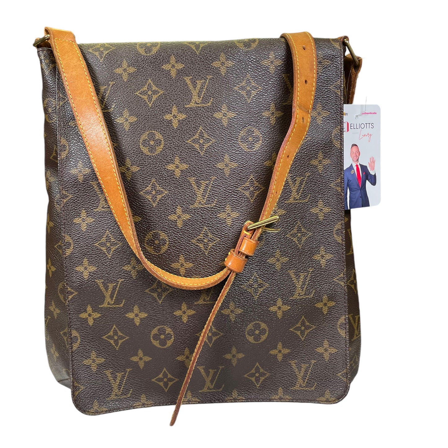 Louis Vuitton Musette Monogram Brown Single Flap 2 Way Crossbody Purse