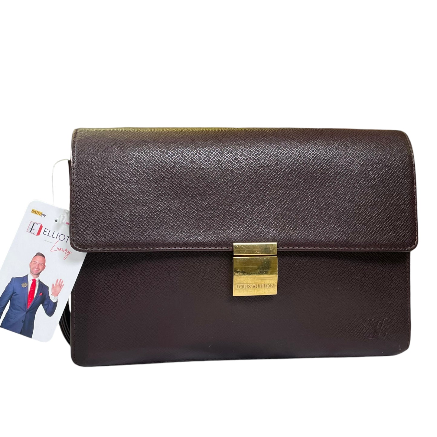 Louis Vuitton Selenga Taiga Burgandy Daily Business Pochette Wristlet Clutch