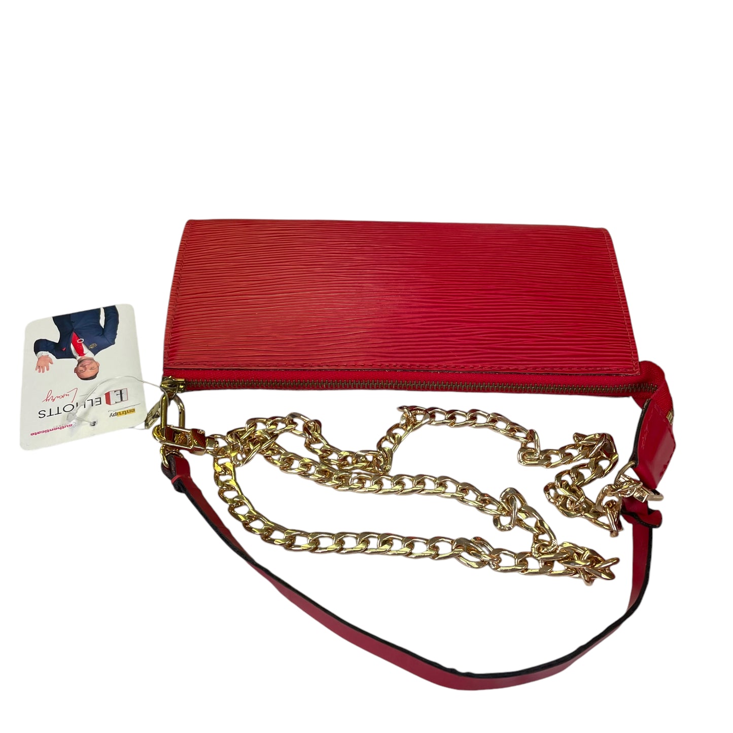 Louis Vuitton Red Epi Leather Pouchette 2 Way Mini Zip Clutch Shoulder Purse