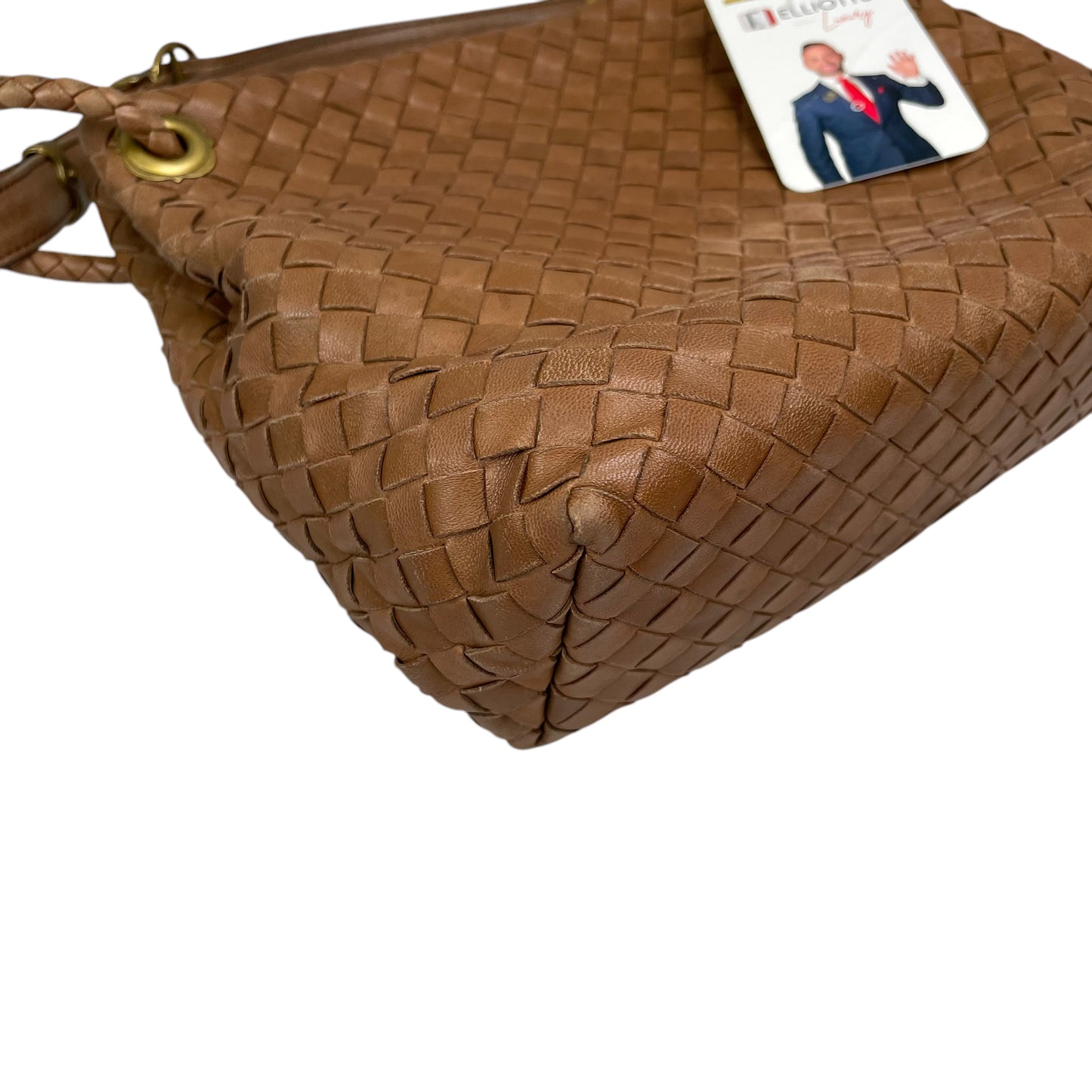 Bottega Veneta Intrecciato Nappa Light Brown Leather Clutch Small Shoulder Purse