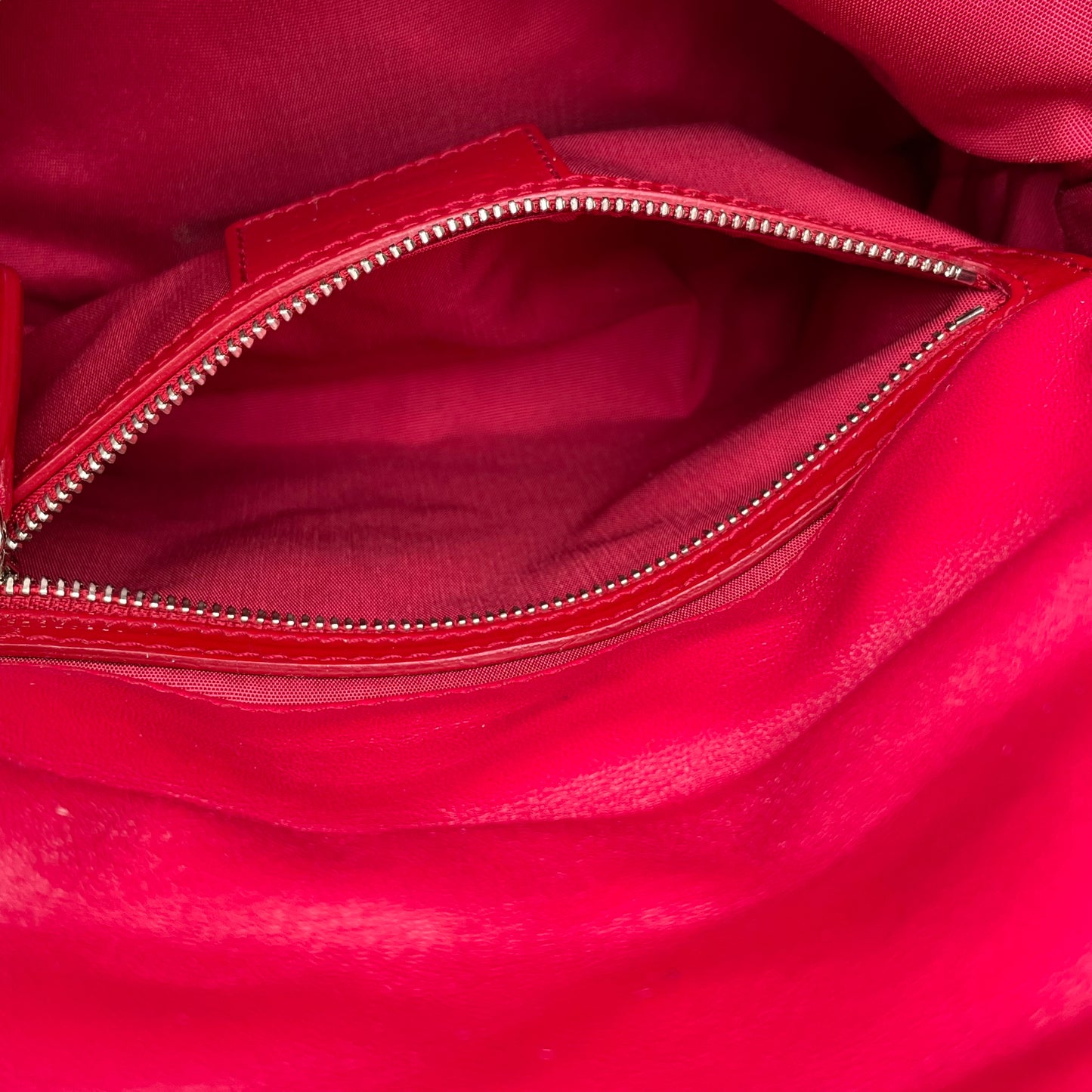 Christian Dior Red New Lock Patent Cannage Quilted Flap Shoulder Chain Purse