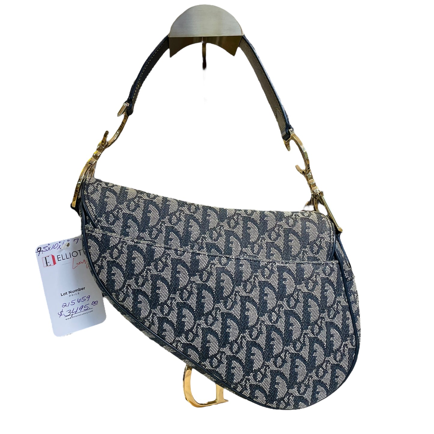 Christian Dior Oblique Classic Navy Trotter Monogram Gold Saddle Flap Shoulder Bag