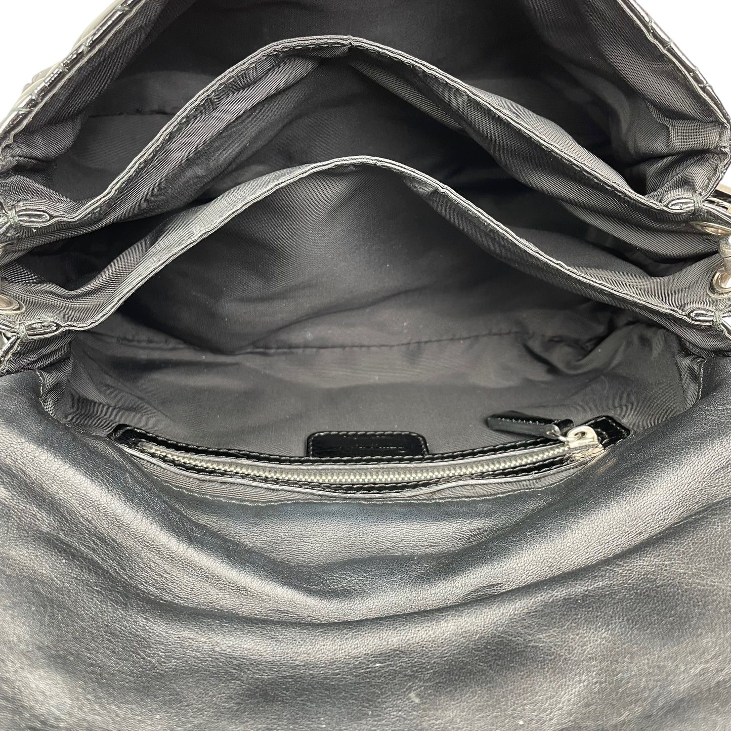 Christian Dior Black New Lock Patent Cannage Quilted Flap Shoulder Chain Purse