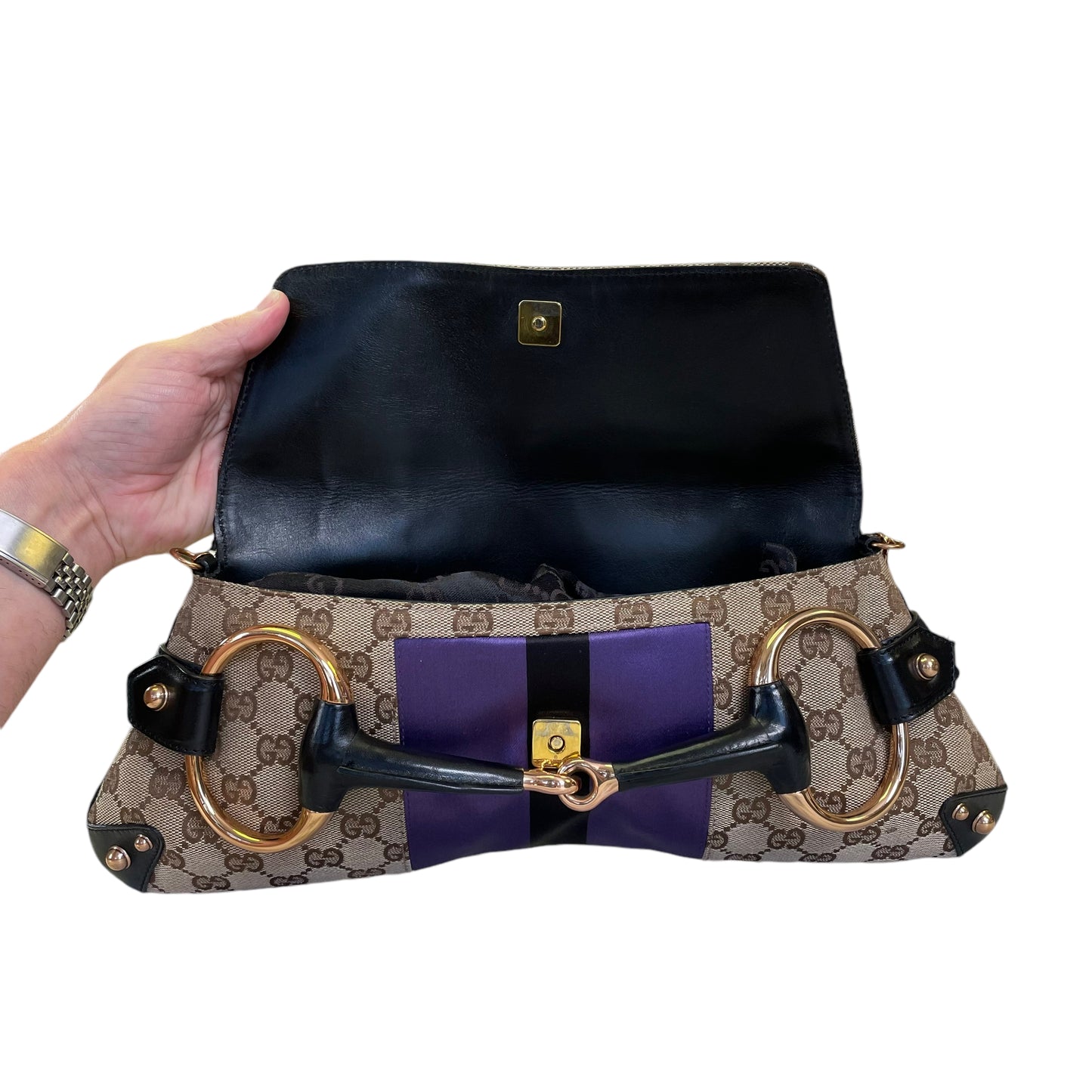 Gucci GG HorseBit Bamboo Chain Jumbo Large Heritage GG Tom Ford Era Clutch Shoulder Purse